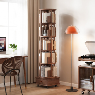 落地旋转书架360度实木创意可移动儿童可储物书柜转角家用置物架