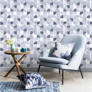 简约现代几何图案抽象半圆客厅电视沙发背景墙满铺墙纸壁纸素色