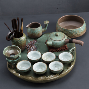 陶瓷茶盘蓄水茶壶茶杯盖碗家用简约茶具茶道促 新禅意功夫茶具套装