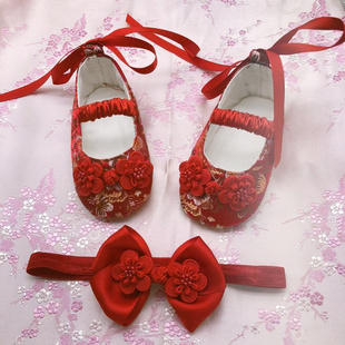 中国风满月白天周岁女童鞋 婴儿秋季 软底鞋 新款 步前鞋 宝宝礼服鞋