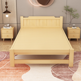 折叠床家用一米单人床出租房实木双人小床简易午休可折叠硬板木床