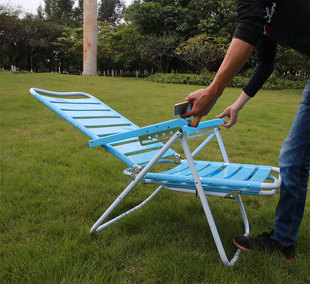 躺椅加固午睡椅休闲折叠椅蓝色塑料沙滩椅豪户外休闲椅凉椅靠椅子