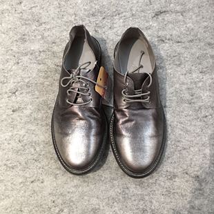 德比鞋 德国Marsell银色复古做旧软牛皮低帮男休闲单皮鞋