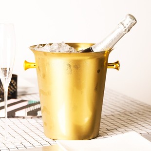 加厚不锈钢冰桶香槟桶 吐酒桶冰块桶经典 冰块桶送冰夹 欧式