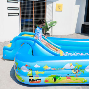 加厚儿童充气游泳池家用小孩泳池婴儿宝宝超大型游泳桶滑滑梯水池