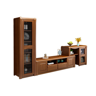 储物地柜新中式 极速实木电视机柜组合现代简约小户型伸缩客厅套装