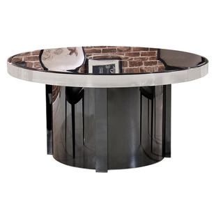 圆桌不锈钢火锅桌子r形形电磁炉一体桌椅组合火锅隐一人