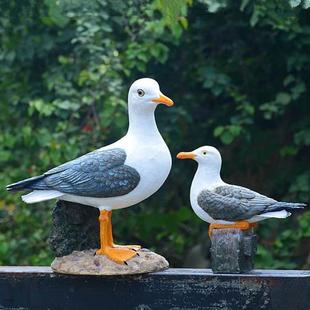 饰造型庭院林摆设 仿真海鸥雕塑摆件海鸟模型景观庭院F水池假鸟装