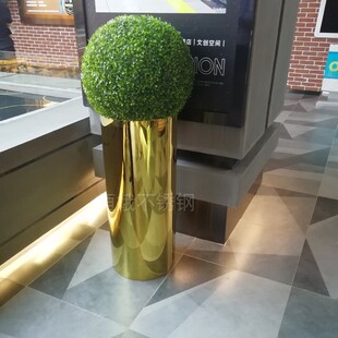 不锈钢花盆 圆E花瓶柱可定制尺寸 形 电镀颜色 大型落地花瓶