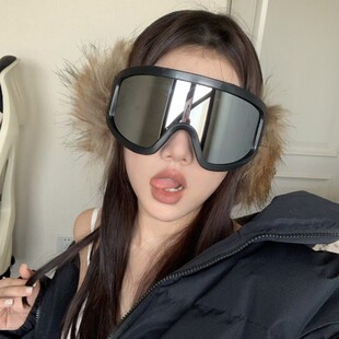 滑雪镜骑行户外运动墨镜摩托车防护风防眩光太阳眼镜黑框水银 冬季