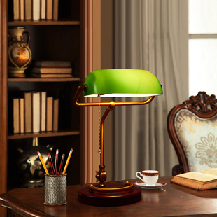 怀旧台灯 民国复古老上海卧室床头灯客厅书房书桌阅读绿色老式 美式