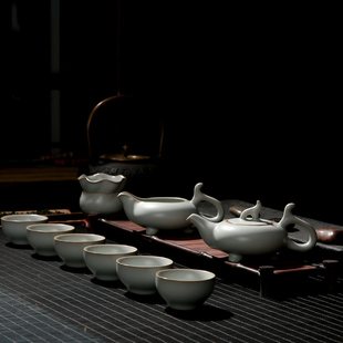 茶杯开片整套功夫茶壶办公家用陶瓷台湾冠杰茶具套装 汝窑茶具套装