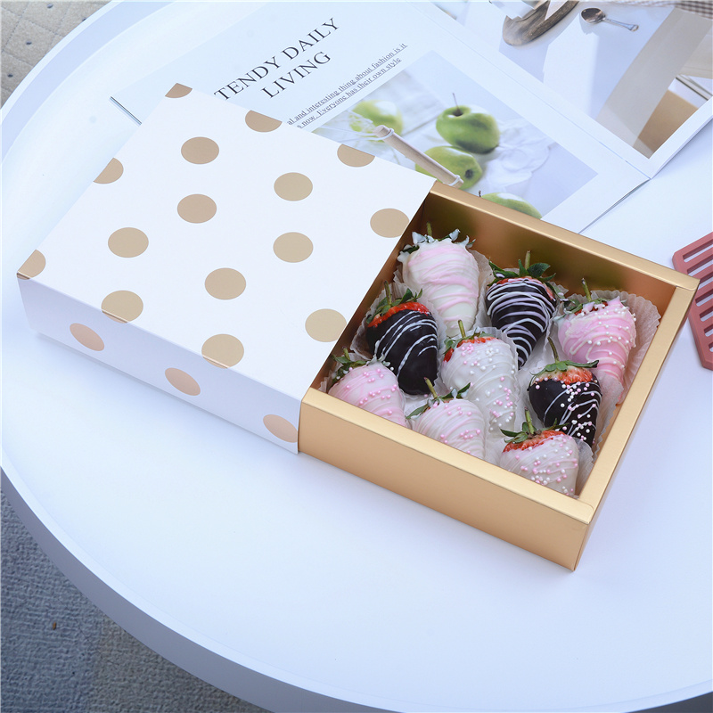 盒10个 草莓巧克力盒草莓盒伴手礼盒牛轧糖牛轧酥雪花酥盒糖果包装
