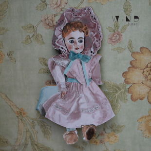 古董娃娃插画装 饰画木板挂墙欧式 卧室艺术家居创意少女 复古软装