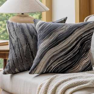 高级感现代简约北欧床头抱枕抱枕套沙发飘窗靠垫 Lux黑金 米兰