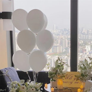 饰场景婚礼拍照气球桌飘氦气球儿童 白色系生日气球周岁生日布置装