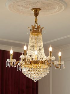 欧式 全铜吊灯法式 楼梯创意铜灯具 客厅卧室餐厅水晶灯轻奢别墅复式