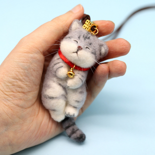 羊毛毡戳戳乐diy材料包情侣手工制作礼物小猫短毛猫咪钥匙扣包挂