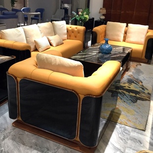 轻奢沙发真皮沙发意大利设计客厅高端后现代简约进口牛皮沙发 意式