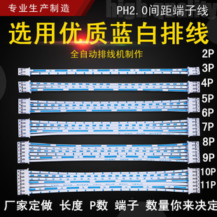 PH2.0mm排线蓝白红白连接线端子线单 双头23456 厂家线束定制 12p