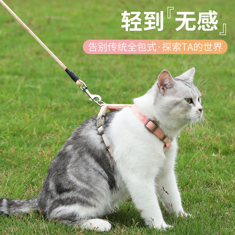胸背带工字型小猫猫溜猫绳 猫咪牵引绳防挣脱外出专用遛猫绳背心式