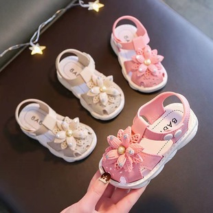 2024夏季 儿童包头软底小女孩公主鞋 婴幼儿宝宝学步鞋 女童凉鞋 新款