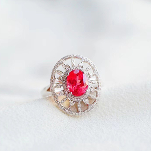 原创 天然尖晶石戒指 18k金天然钻石豪华镶嵌 超美绝地武士戒指