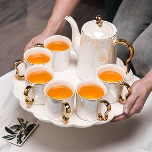 轻奢高档家用茶杯客厅现代水杯陶瓷北欧水具茶壶 2023新款 茶具套装