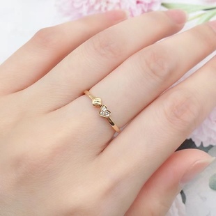 女戒小清新戒指指环 雅丹妮珠宝18k钻石心形戒指时尚