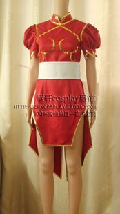 街头霸王春丽日本cos动漫旗袍可爱风红色来图定制 cosplay女装 特价