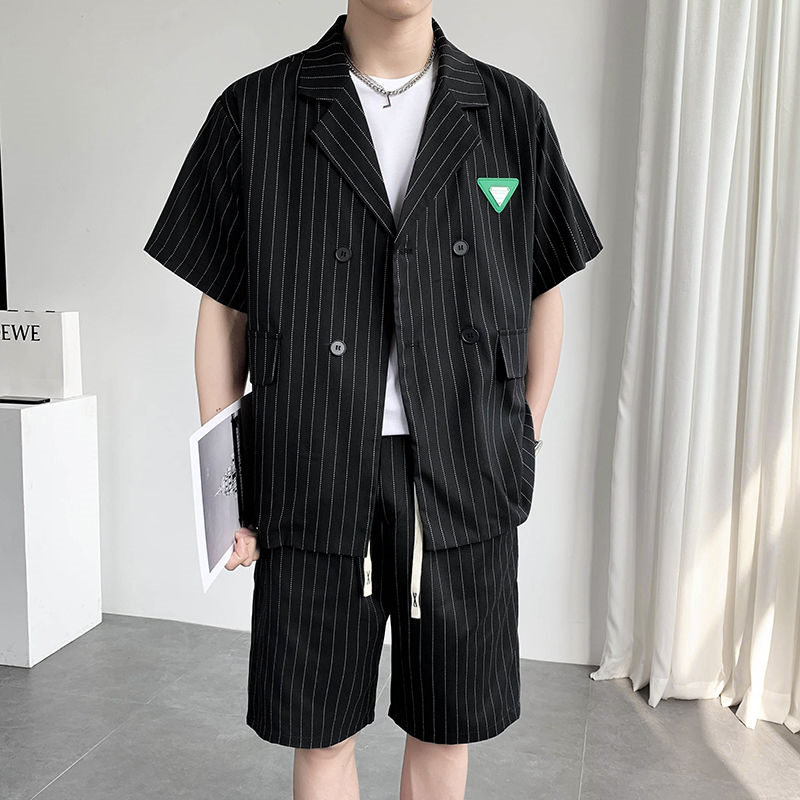 西裤 一套 24A7A1韩版 高端帅气休闲短袖 夏季 西装 短裤 轻熟风西服套装