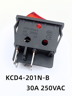 30A电焊机船型开关4脚2档红色摁扭带灯大电流翘板开关大功率KCD4