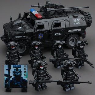 乐高幽灵特种兵积木军事人仔特警猛士装 甲车武装 玩具 小人警察拼装