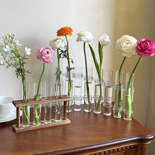 饰摆件鲜花 试管花瓶ins玻璃水培一排花瓶透明插花水养家居桌面装