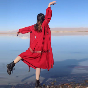 沙漠长裙显瘦民族风连衣裙 云南丽江大理拍照裙子新疆西藏旅游女装