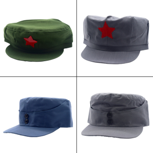 八角帽灰色帽子红军儿童成人八角帽八路帽子五角星老兵帽解放帽子