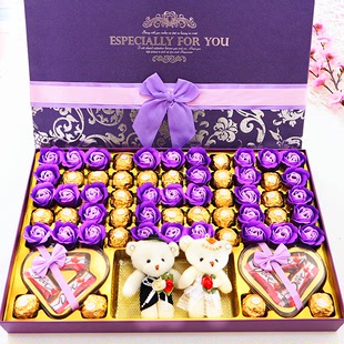 糖果零食送男女朋友生日礼物520情人节表白花 费列罗巧克力礼盒装