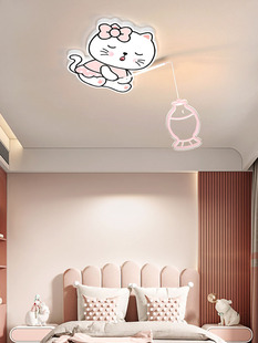 小猫咪卧室灯可爱猫咪温馨女孩房间卡通吸顶灯具 儿童房灯创意个性