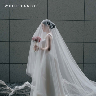 WHITE FANGLE 长头纱拖尾柔软婚礼新娘清透气质礼物简约 冰岛红茶