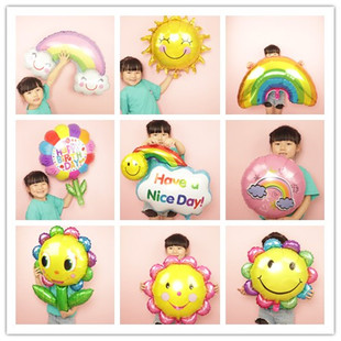 云朵太阳向日葵花朵气球 彩虹笑脸儿童生日装 毕业气球 饰布置气球