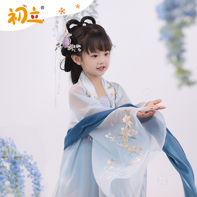 初立夏季 汉服女童装 小仲月中国风女孩穿搭吊带连衣裙儿童汉服大袖