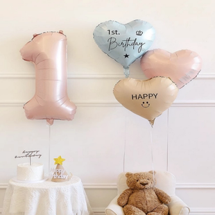 饰女孩爱心拍照道具场景布置 ins宝宝周岁生日数字气球粉色飘空装