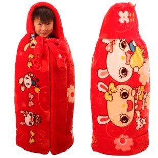 秋冬外出新生婴幼儿抱被毛毯睡袋儿童斗篷宝宝小孩红披风加厚包被