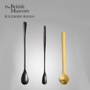 大英博物馆咖啡勺长柄精致高颜值高级感ins风家用甜品勺金属勺子