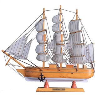 饰 地中海实木摆件一帆风顺木船工艺品送礼客厅酒柜创意装