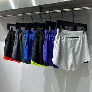 外贸男装 夏季 马拉松训练健身假两件短裤 速干跑步运动 科技穿孔