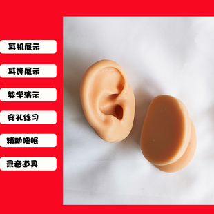 硅胶耳朵模型软仿真人耳耳穴针灸穿孔耳机耳钉展示假人耳模型道具