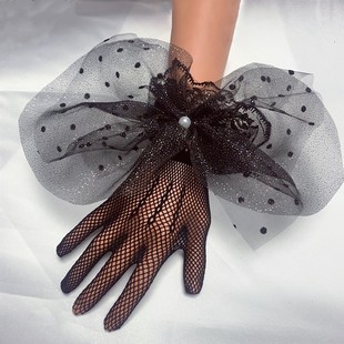 新款 黑色网纱手套蕾丝复古手套拍照个性 手套 配饰走秀影楼写真时尚