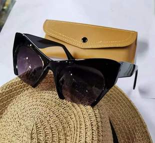 女MIU太阳镜外拍照造型海边防紫外线UV400适中小脸 蝶形半猫眼时尚