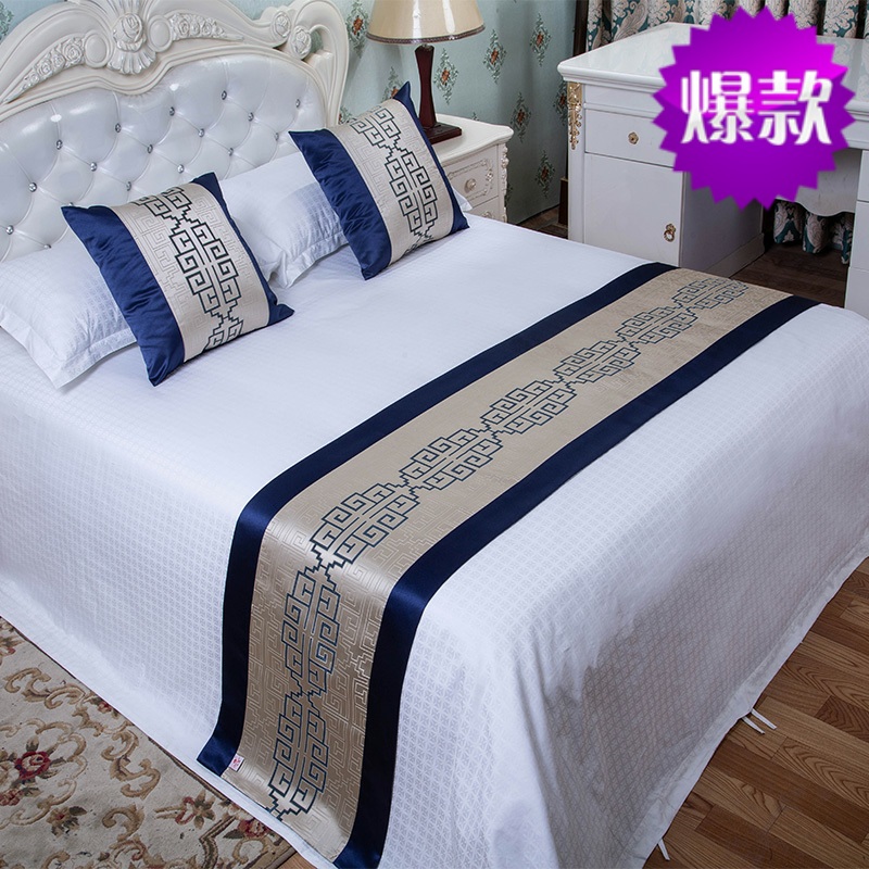 现代宾馆家用高档奢华床围巾床搭垫 床旗床尾巾酒店床上用品新中式